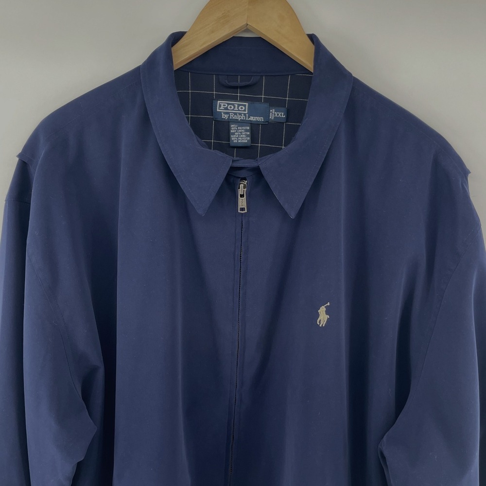 Vintage Polo Ralph Lauren Men's XXL Harrington Bomber Jacket Navy Blue Full Zip - Picture 11 of 15